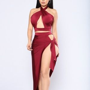 Fashion nova two piece Burgundy set